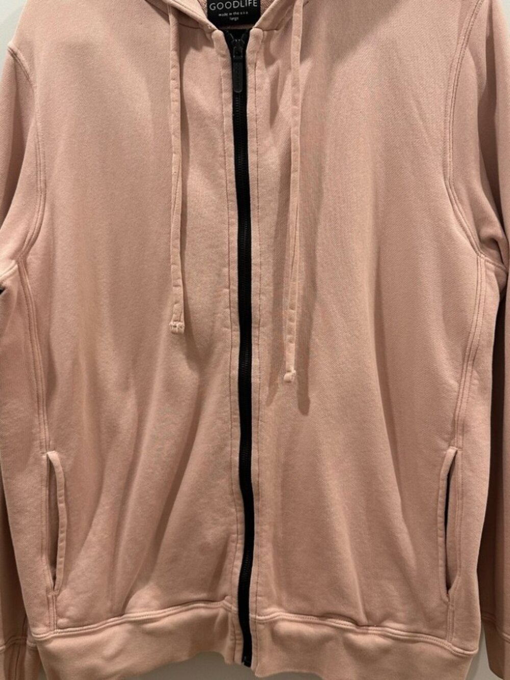 Goodlife Made in USA Cotton Front Zip Hoodie Pink Size L